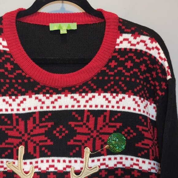 Ugly Christmas Sweater Fleece Llama Holiday Party Funny Drink Holder Pocket Knit - Picture 2 of 13